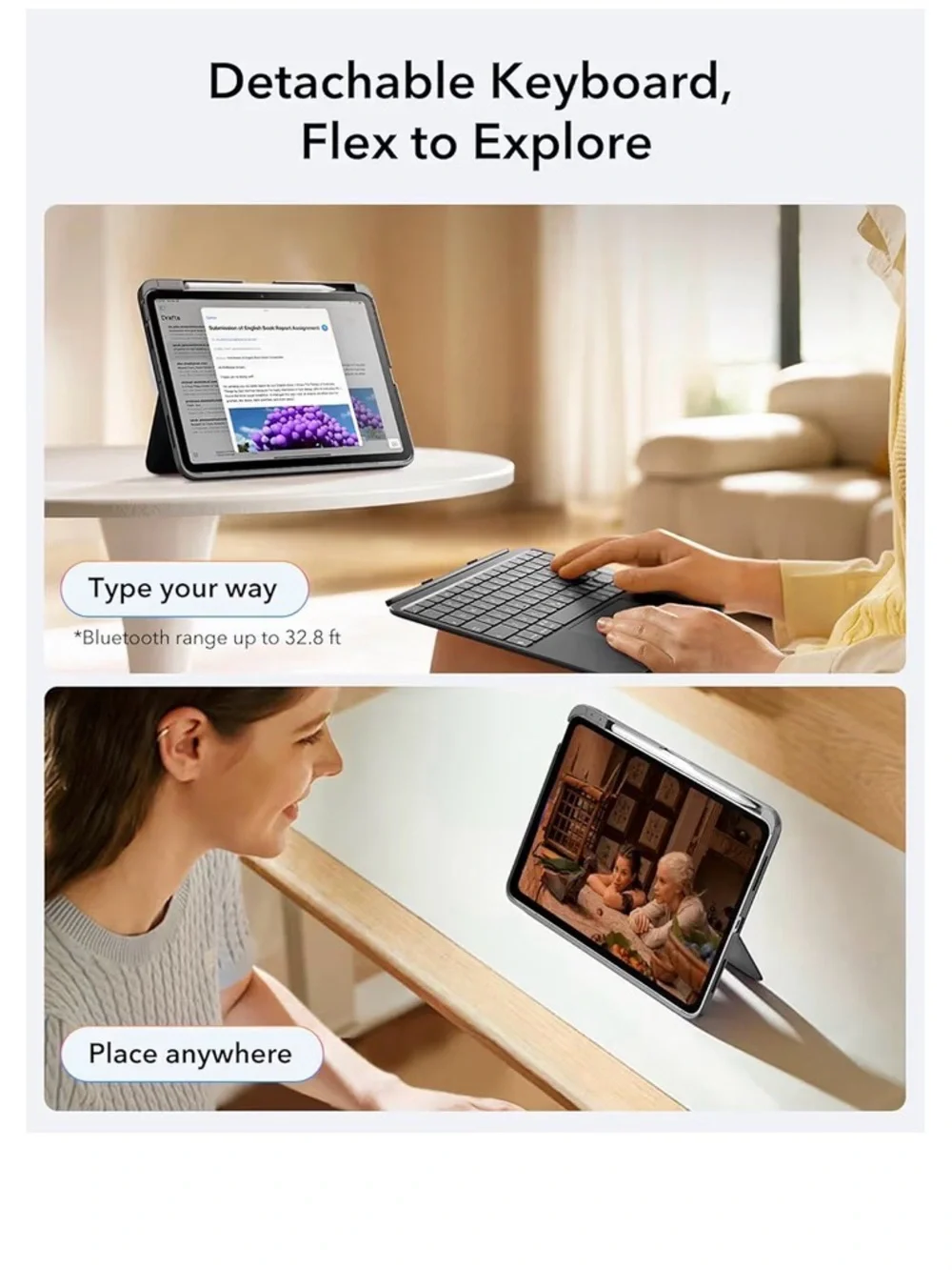 Gen Flex Ultra-Light thin Magnetic🧲Detachable Keyboard Case for iPad📱